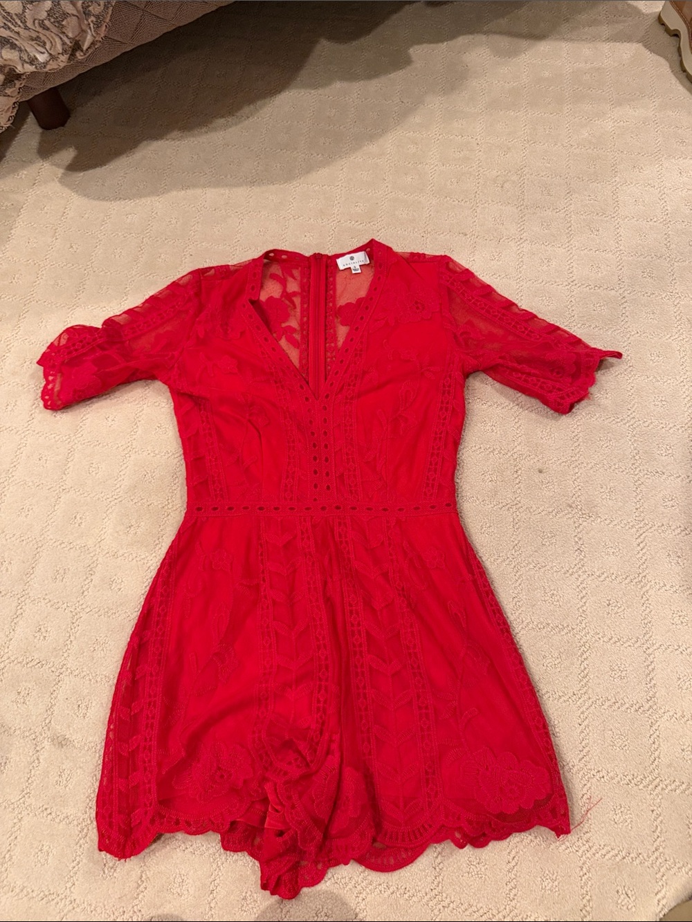 Socialite Red Lace Kids One-Piece Romper